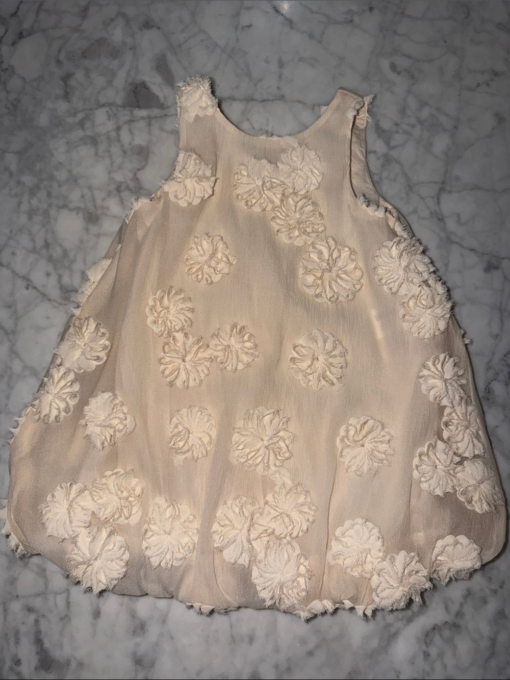 Zara Cream Floral Appliqué Bubble Tank Dress 3Y
